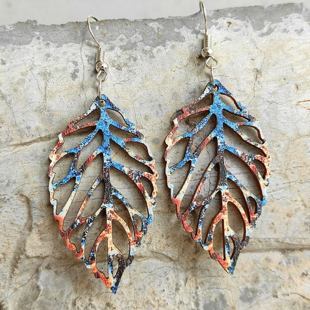 FALL Leaf Teardrop Wooden Earrings | NWT - Picture 2 of 2